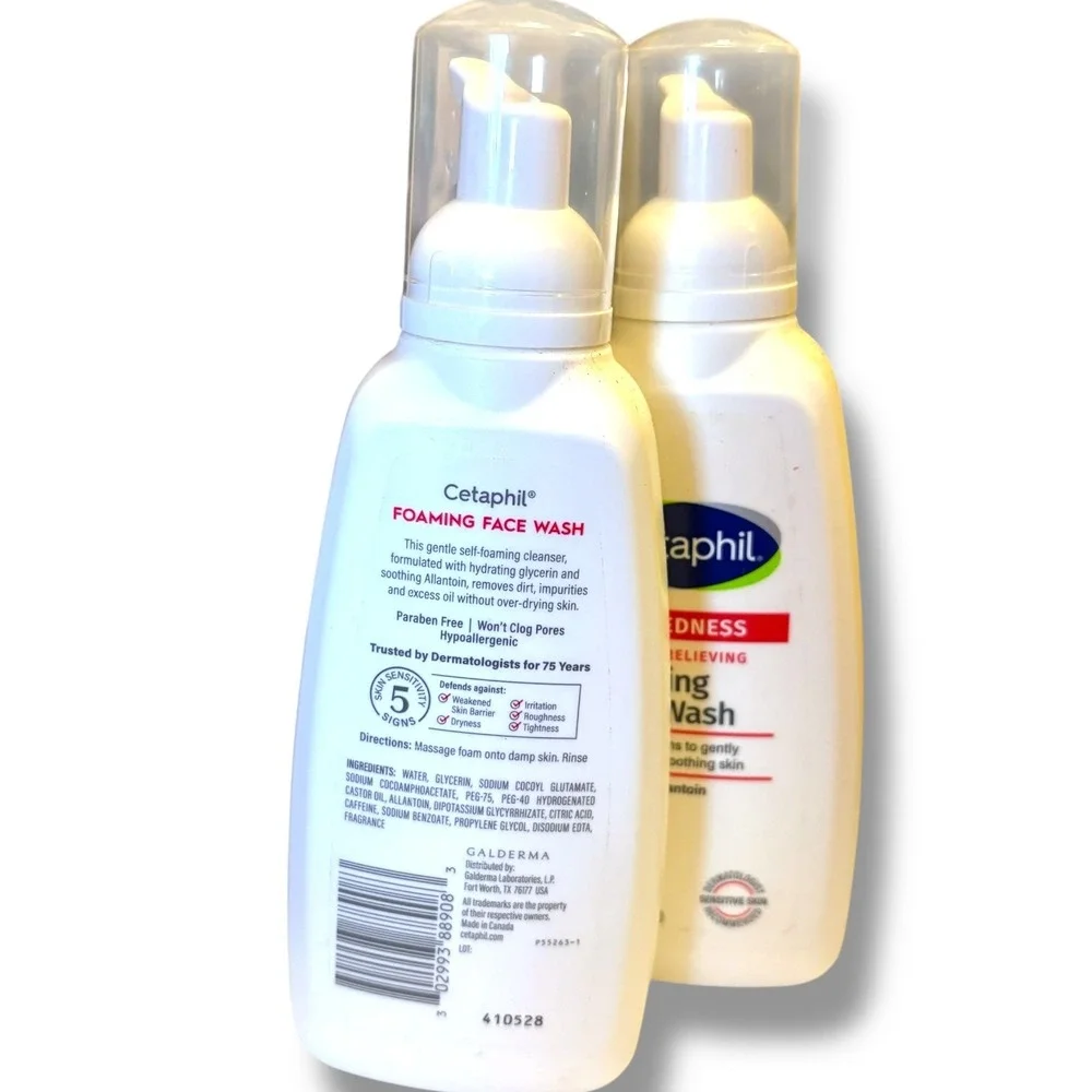 Lot of 2 Cetaphil Skin Redness Relieving Foaming‎ Face Wash 8oz Sensitive Skin